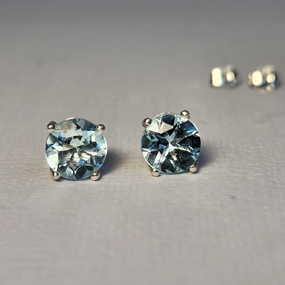 Lrg Semi VTG 2ctw Icey Topaz Open Lattice 925 Stud Earrings 6mm High Brilliance - Picture 15 of 16